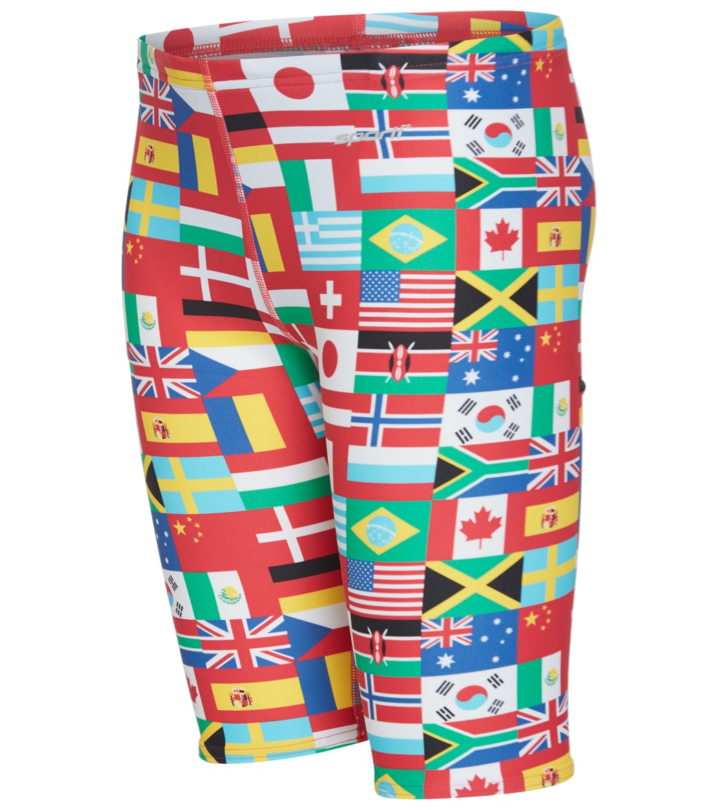 Sporti World Flags Jammer Swimsuit Youth 22-28 - Multi 22Y - Swimoutlet.com