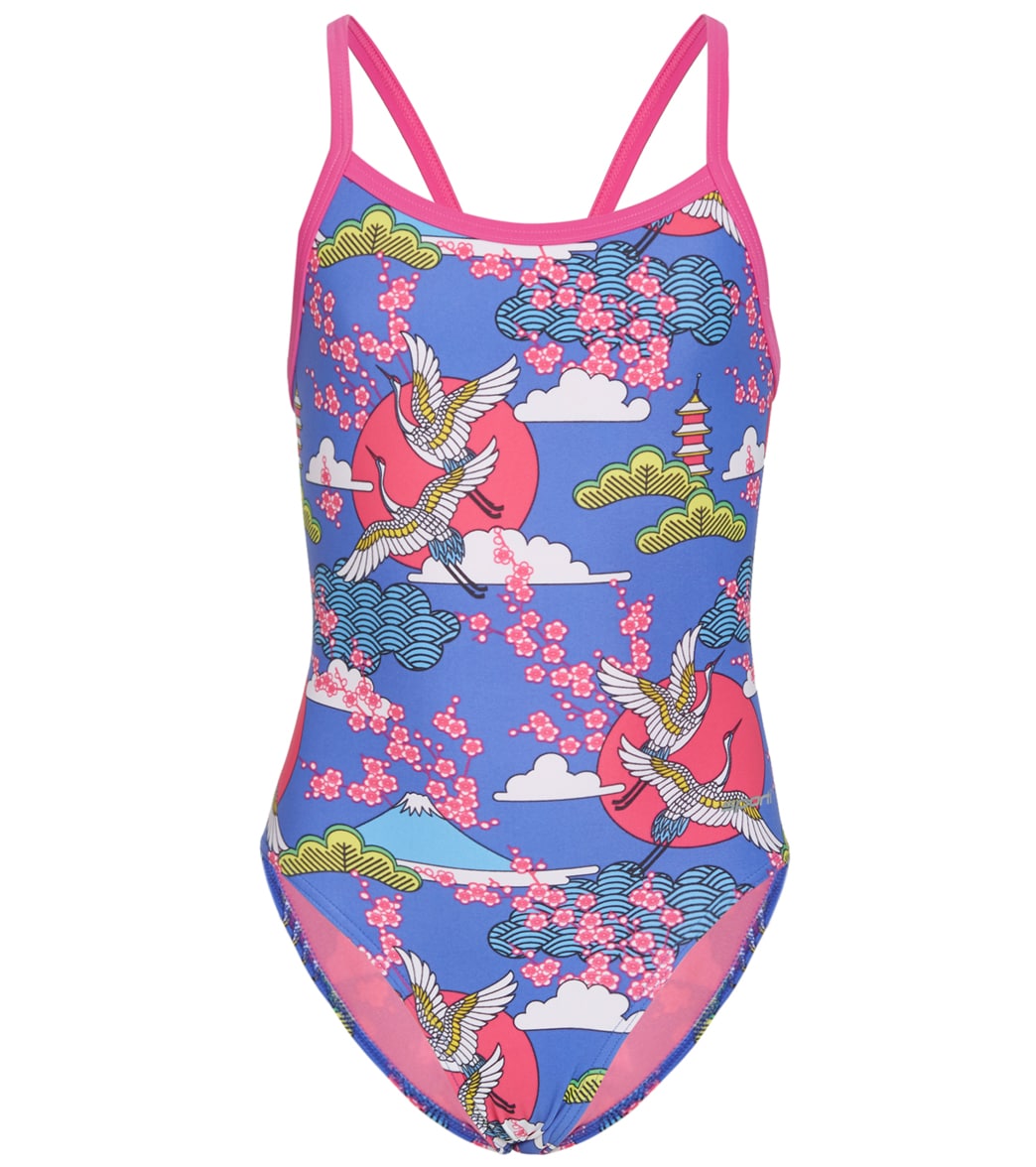 Sporti Cranes Take Flight Thin Strap One Piece Swimsuit Youth 22-28 - Multi 22Y Polyester - Swimoutlet.com
