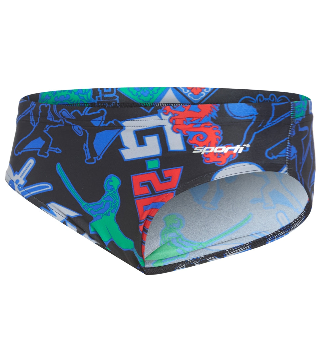 Sporti Ninjas Swim Brief Swimsuit Youth 22-28 - Black Multi 22Y - Swimoutlet.com