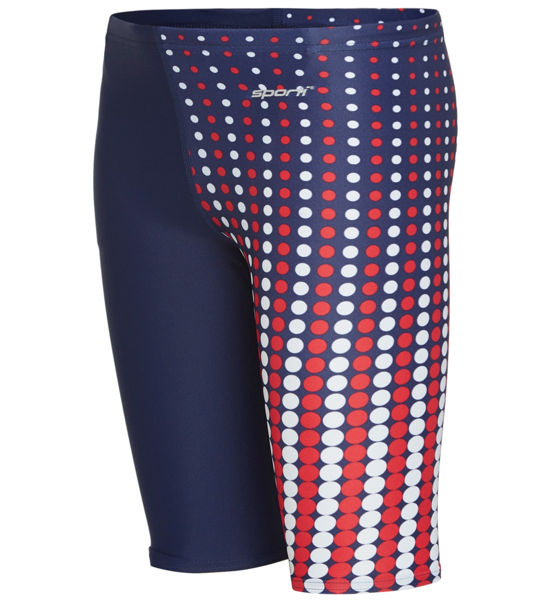 Sporti Molecule Usa Jammer Swimsuit Youth 22-28 - Red/White/Blue 22Y - Swimoutlet.com