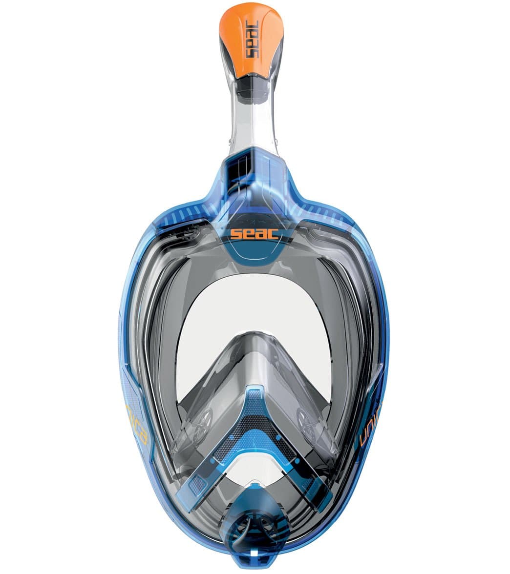 Seac Usa Magica Full Face Snorkeling Mask - Blue/Orange Large/Xl - Swimoutlet.com