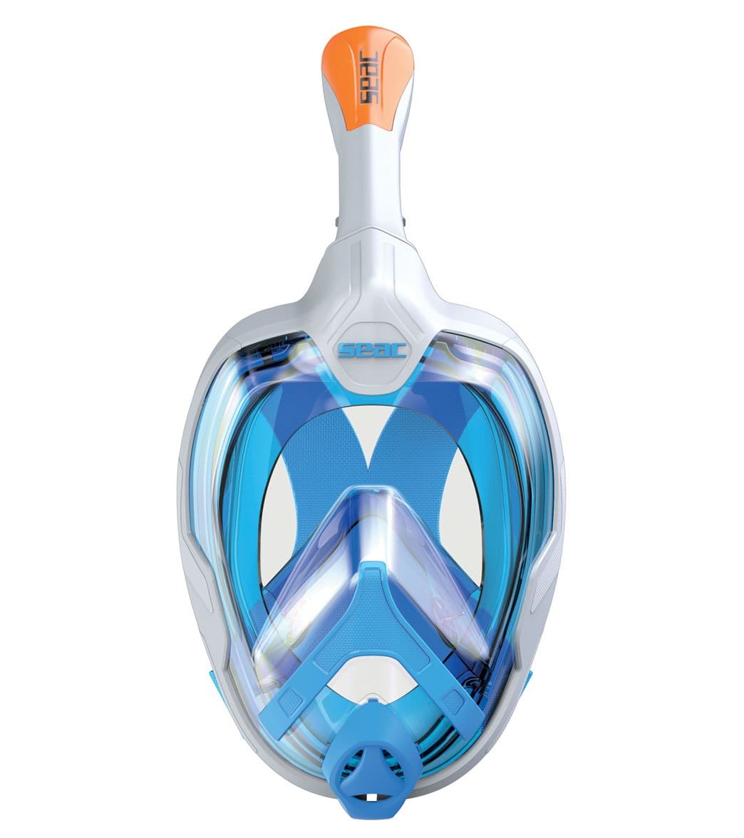 Seac Usa Magica Full Face Snorkeling Mask - White/Orange Large/Xl - Swimoutlet.com