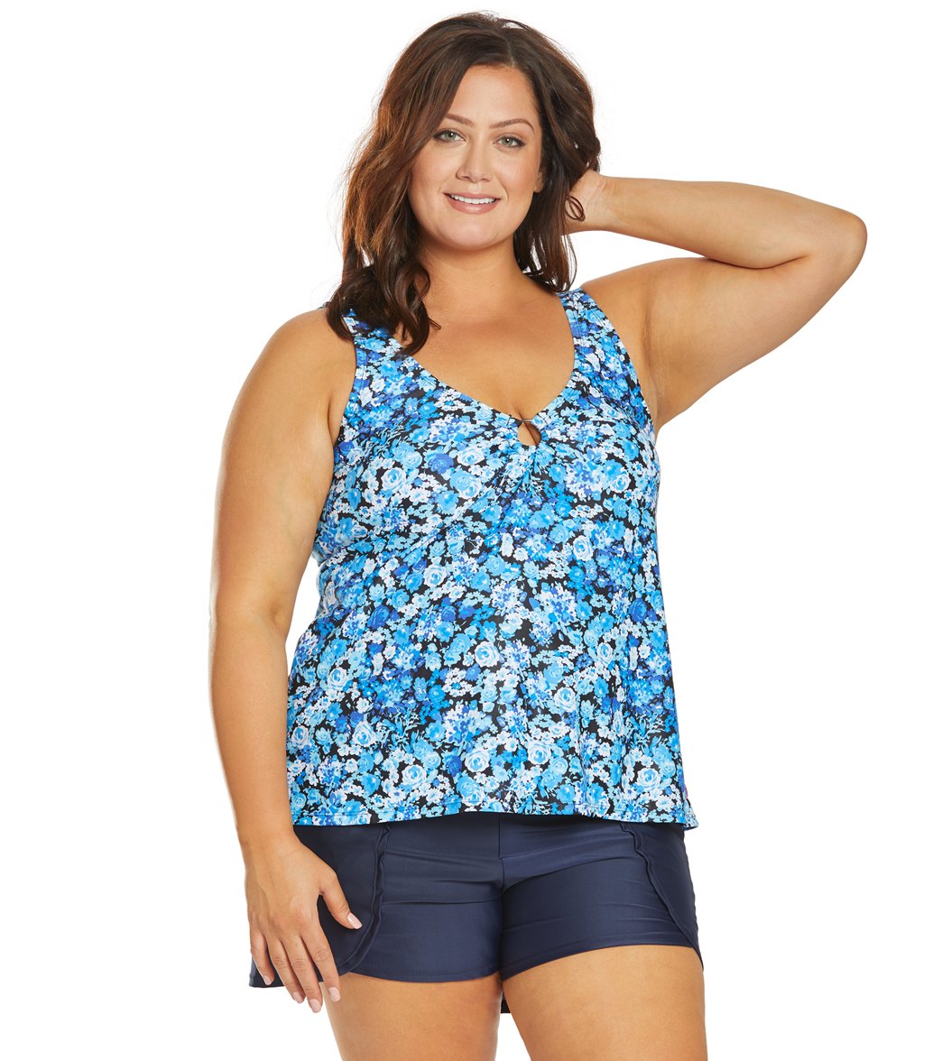 Nautica Plus Size Plunge Tankini Top at SwimOutlet.com