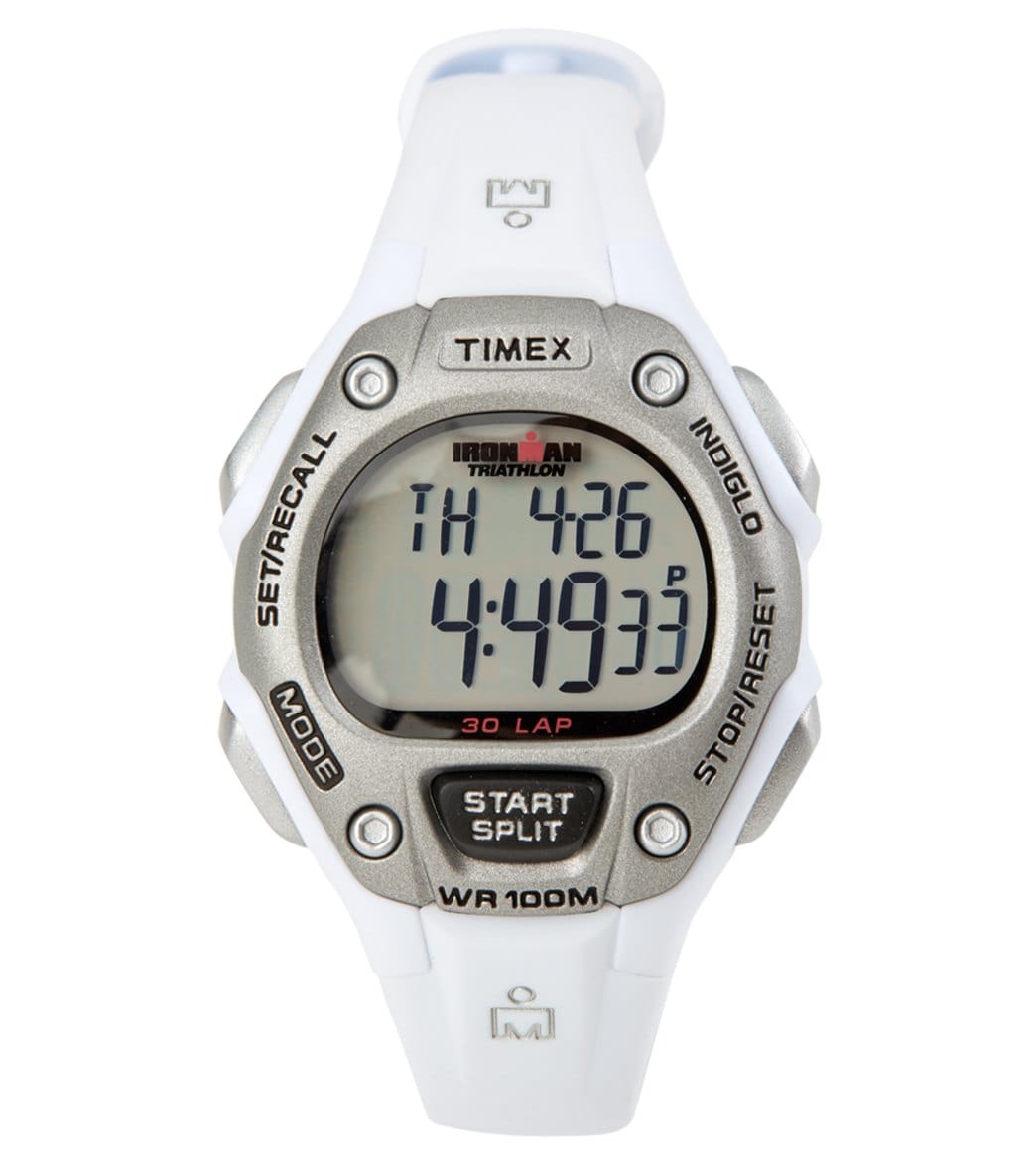 Timex Ironman Classic 30 Lap Mid Size Sports Watch - White/Silver - Swimoutlet.com