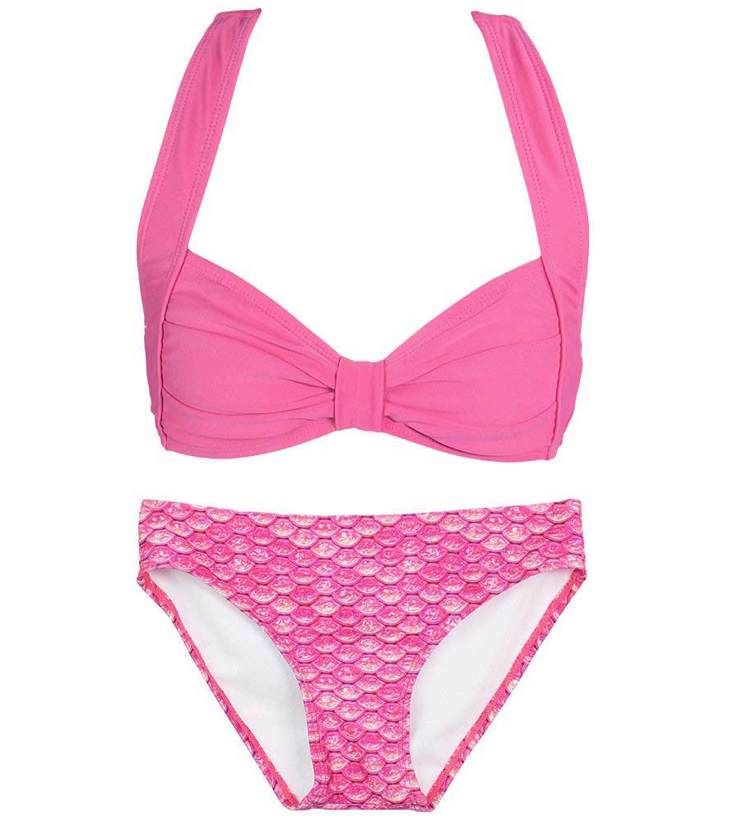 Fin Fun Waverlee's Malibu Pink Mermaid Clamshell Bikini Set (4T-12) at ...
