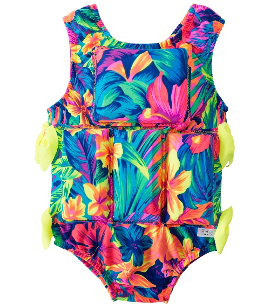 My Pool Pal Girls' Tahitian Floral Floatation Swimsuit - Medium 40-50Lbs Multi Color Polyester/Spandex - Swimoutlet.com