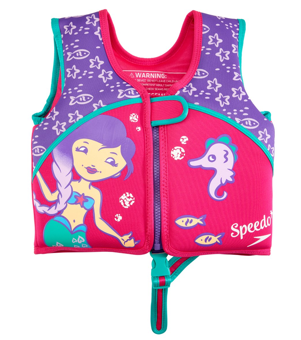 Speedo girls' learn to swim printed neoprene vest 2yrs-6yrs - berry/grape large - swimoutlet.com