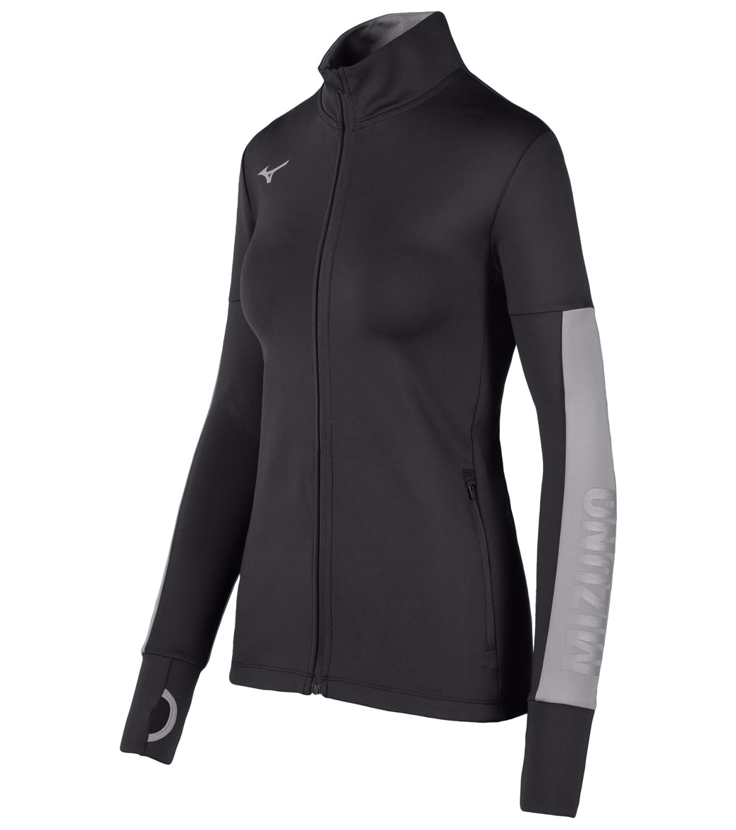 Mizuno Women's Alpha Quest Jacket - Black/Shade Large - Swimoutlet.com