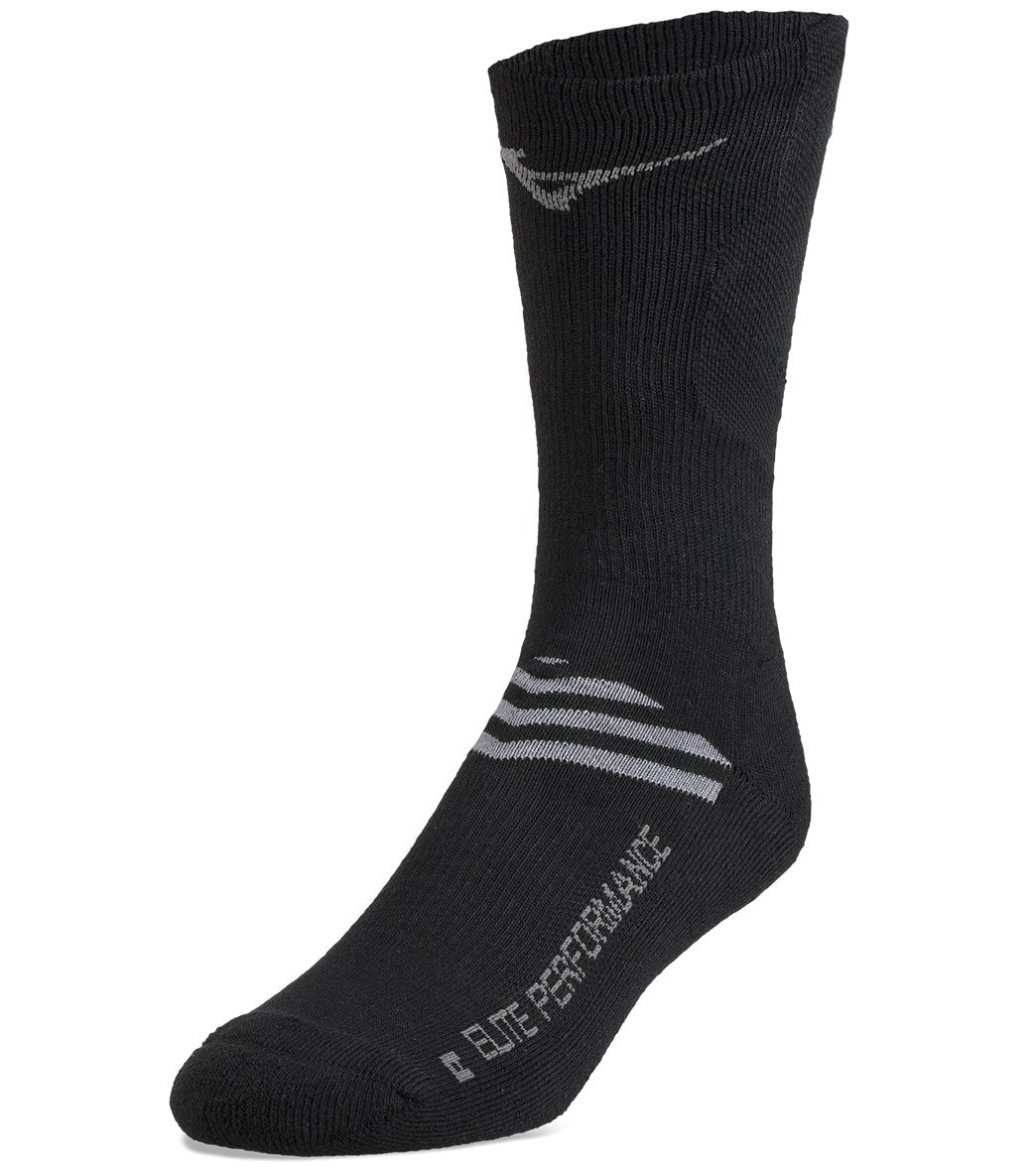 Mizuno Volleyball Runbird Crew Socks - Black Large - Swimoutlet.com