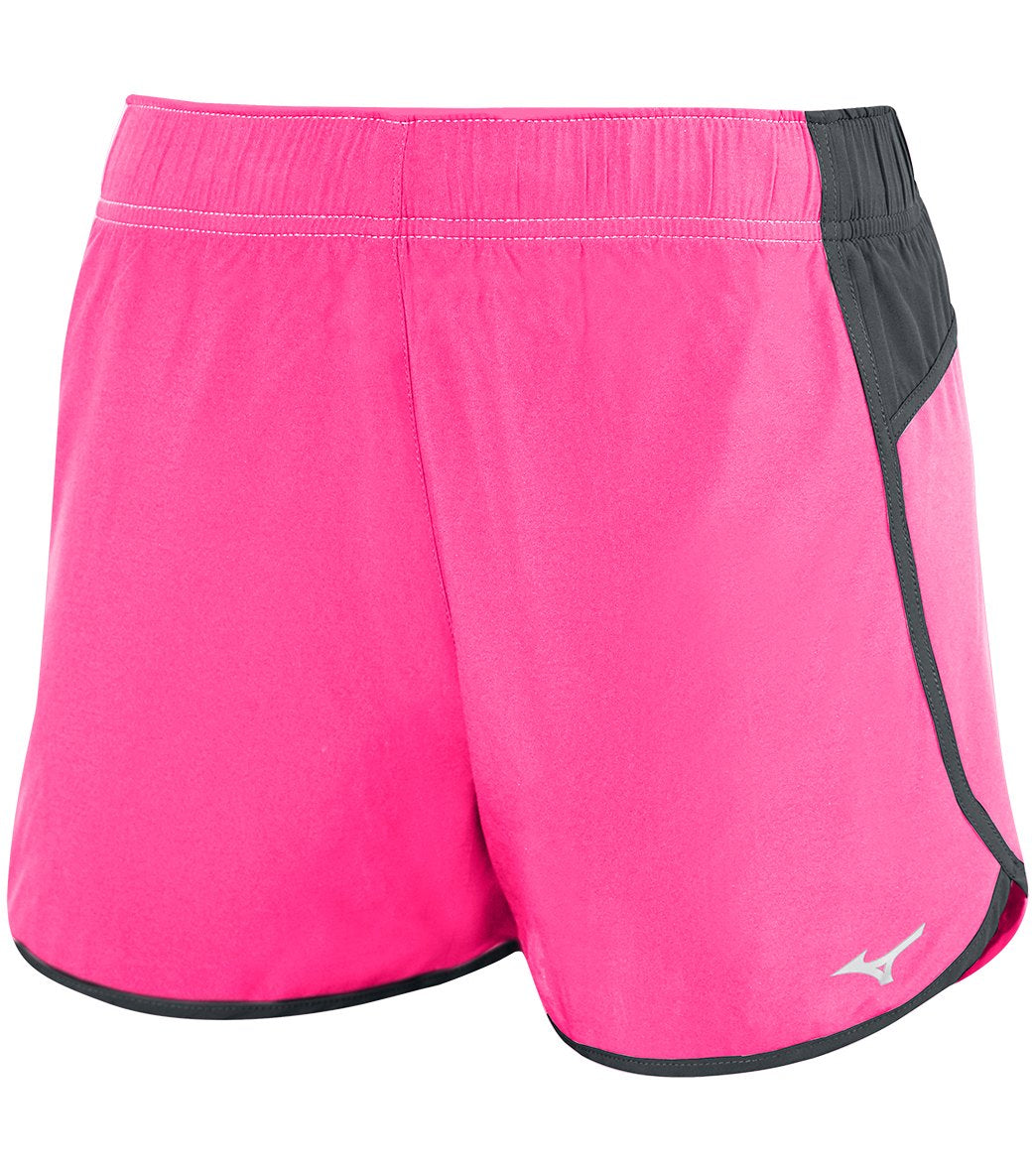Mizuno Girls' Youth Atlanta Cover Up Volleyball Short Big Kid - Shocking Pink/Charcoal Medium - Swimoutlet.com