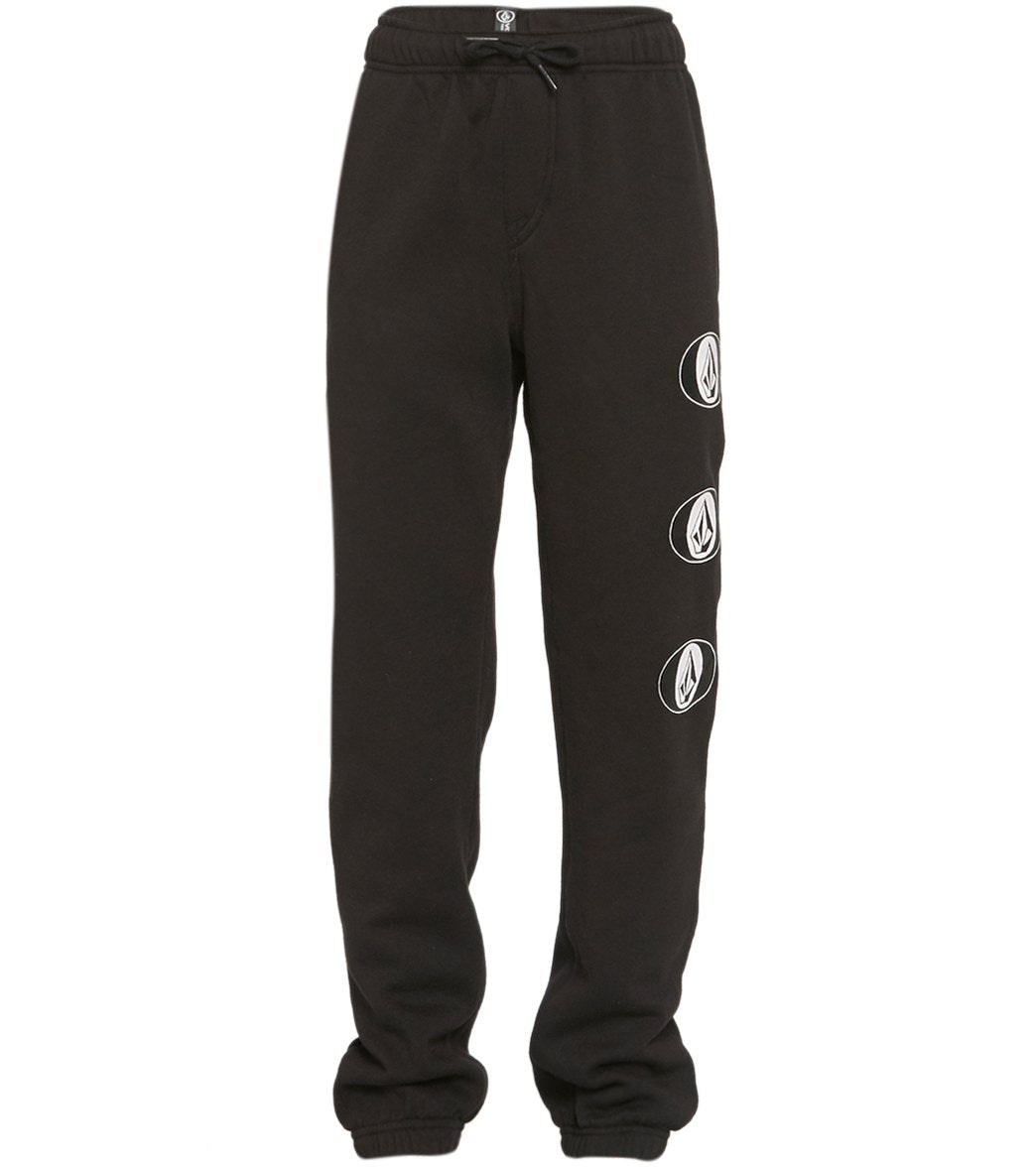 Volcom Boys' Stone Stack Relaxed Fleece Pants Big Kid - Black Large Cotton/Polyester - Swimoutlet.com