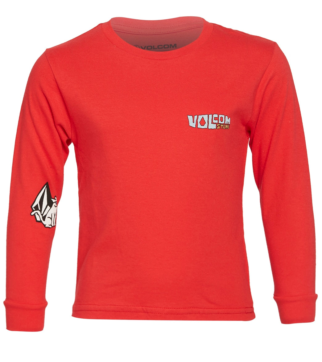 Volcom Boys' Catback Long Sleeve Shirt Big Kid - Fiery Red Medium Cotton - Swimoutlet.com