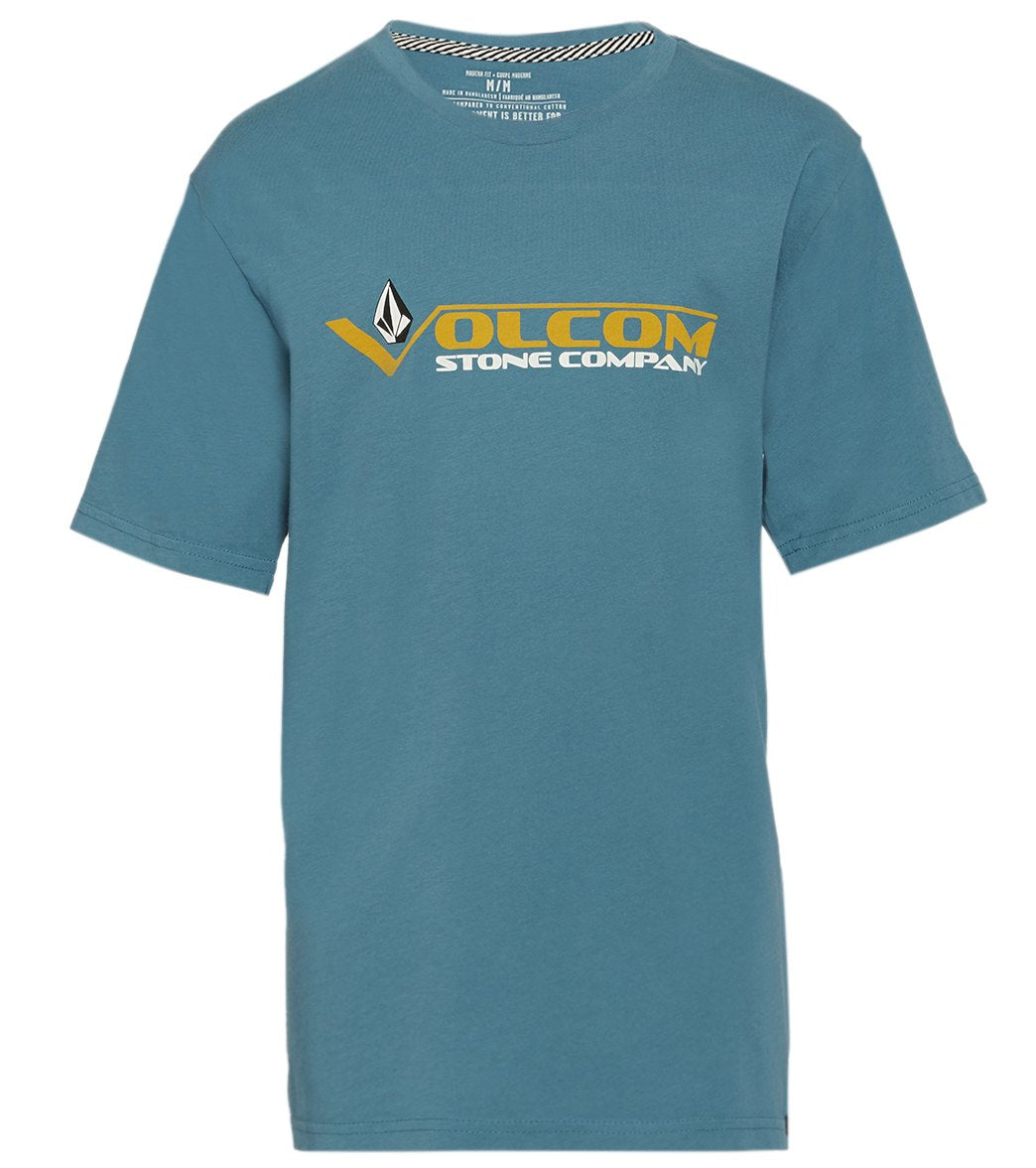 Volcom Boys' Vee Stone Short Sleeve Shirt Big Kid - Horizon Blue Medium Cotton - Swimoutlet.com
