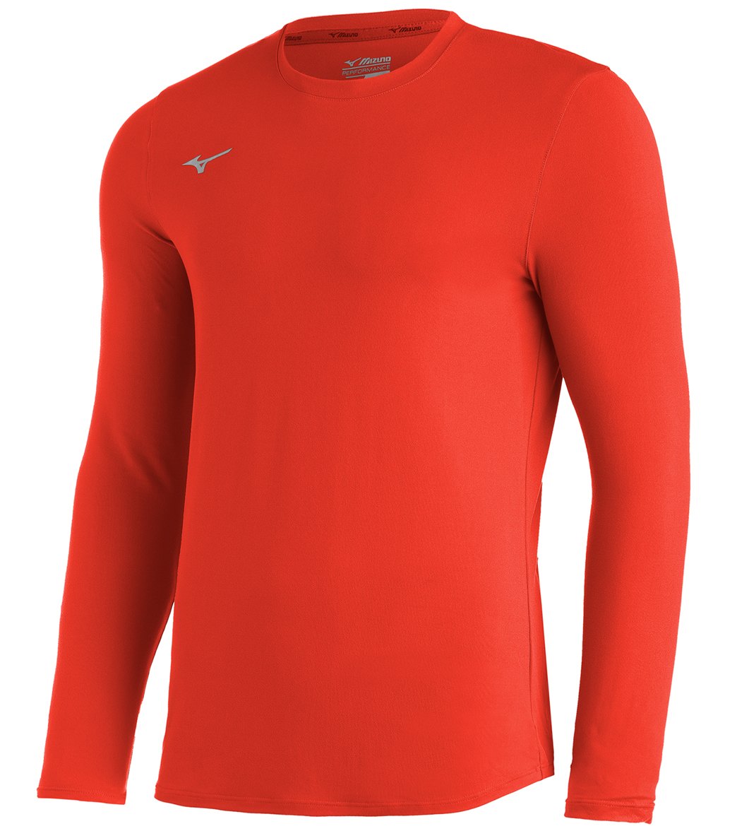 Mizuno Boys' Comp Diamond Long Sleeve Crew Shirt - Orange Large - Swimoutlet.com