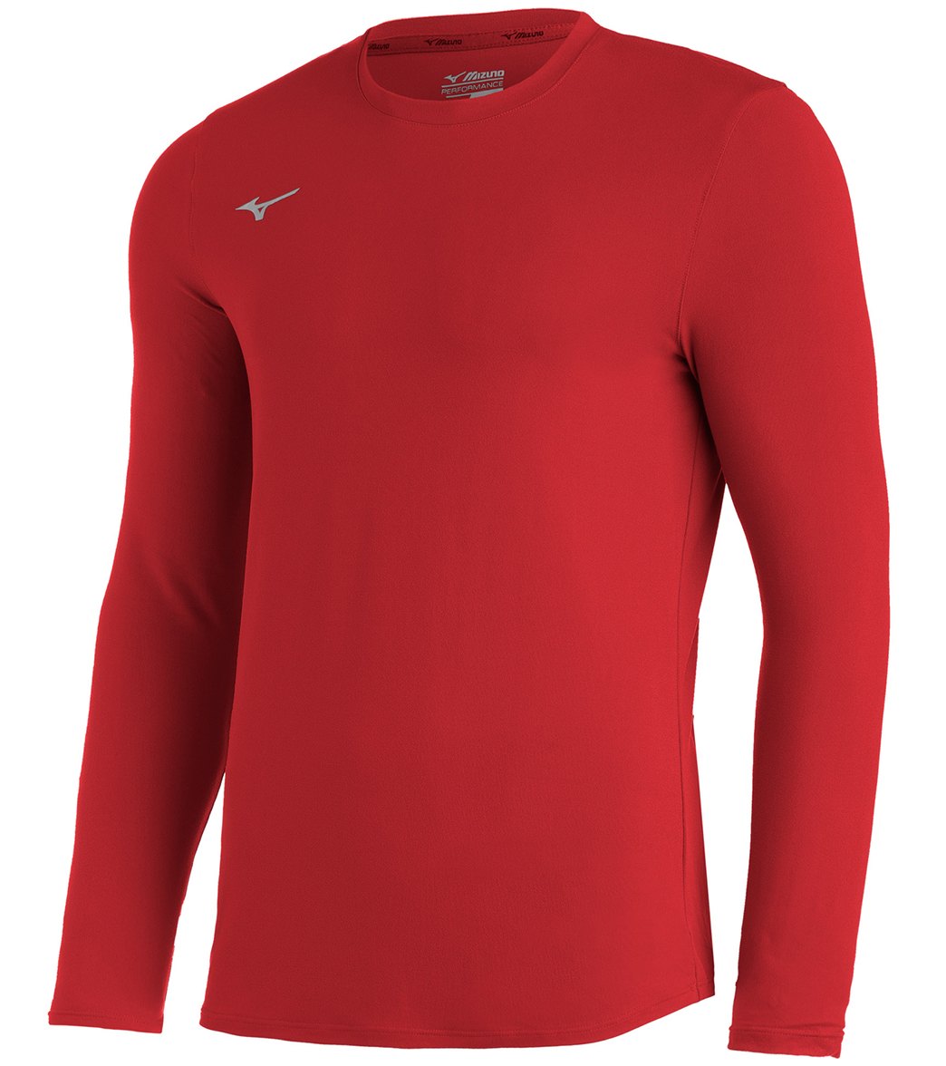 Mizuno Boys' Comp Diamond Long Sleeve Crew Shirt - Red Large - Swimoutlet.com