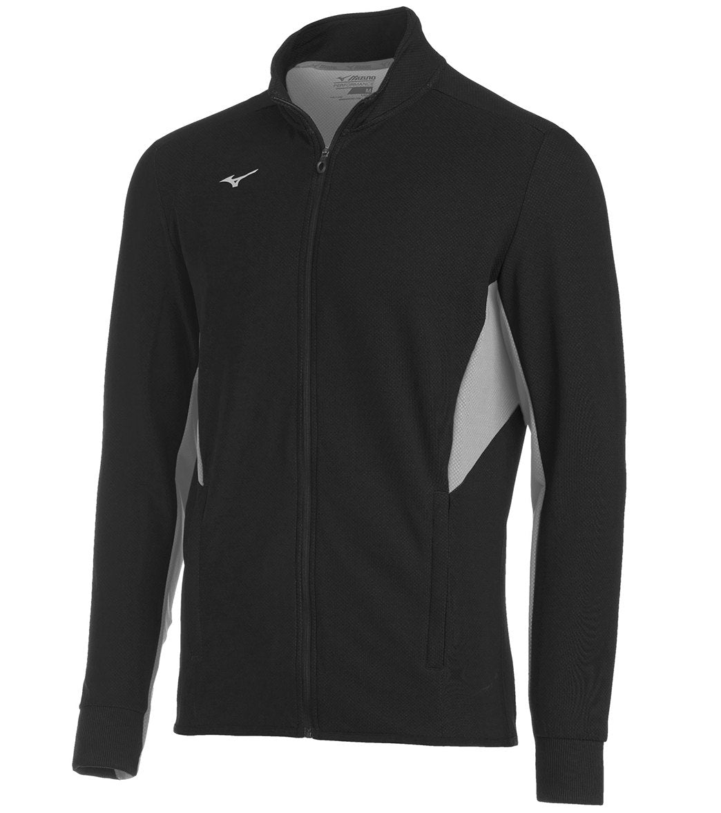 Mizuno Men's Elite Training Jacket - Black-Grey Large Black/Grey Cotton/Polyester - Swimoutlet.com