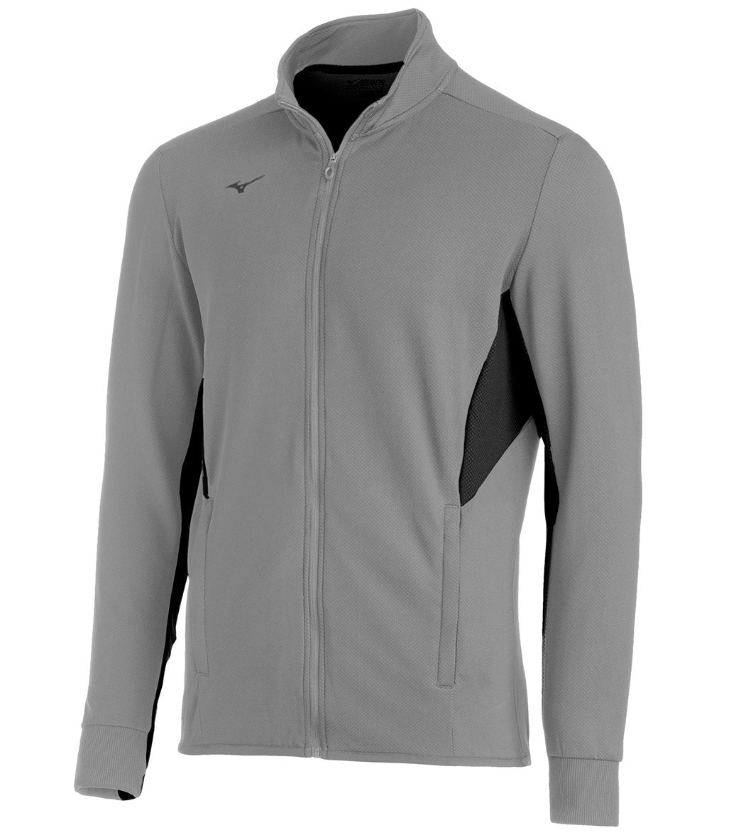 Mizuno Men's Elite Training Jacket - Grey-Black Large Grey/Black Cotton/Polyester - Swimoutlet.com