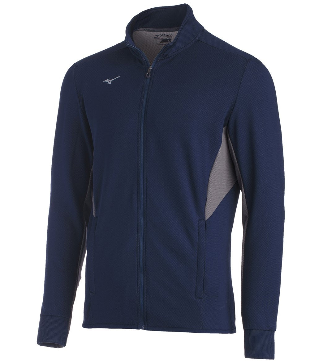 Mizuno Men's Elite Training Jacket - Navy-Grey Large Navy/Grey Cotton/Polyester - Swimoutlet.com