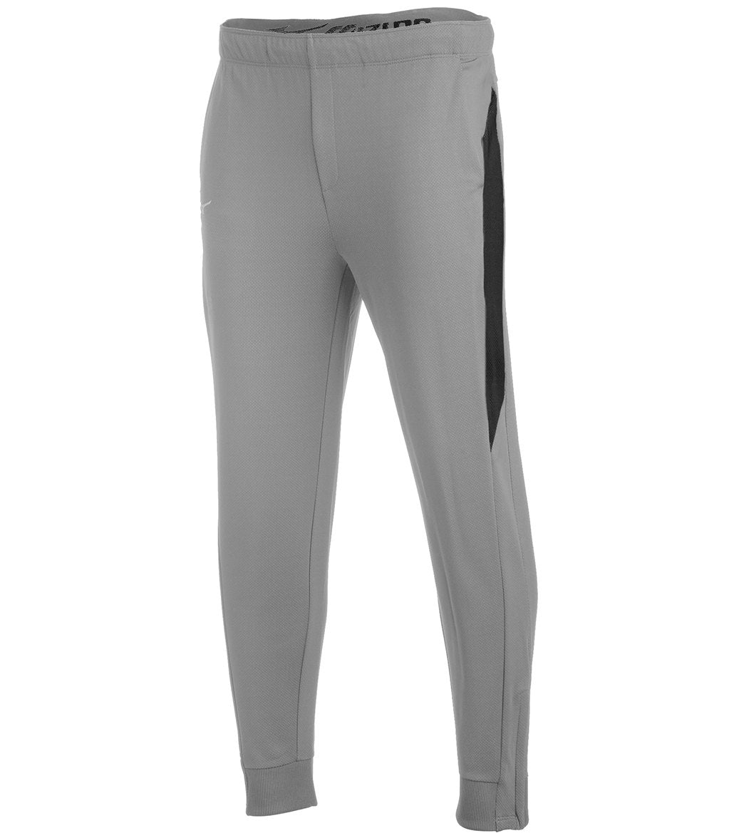 Mizuno Men's Elite Training Pants - Grey-Black Large Grey/Black Cotton/Polyester - Swimoutlet.com