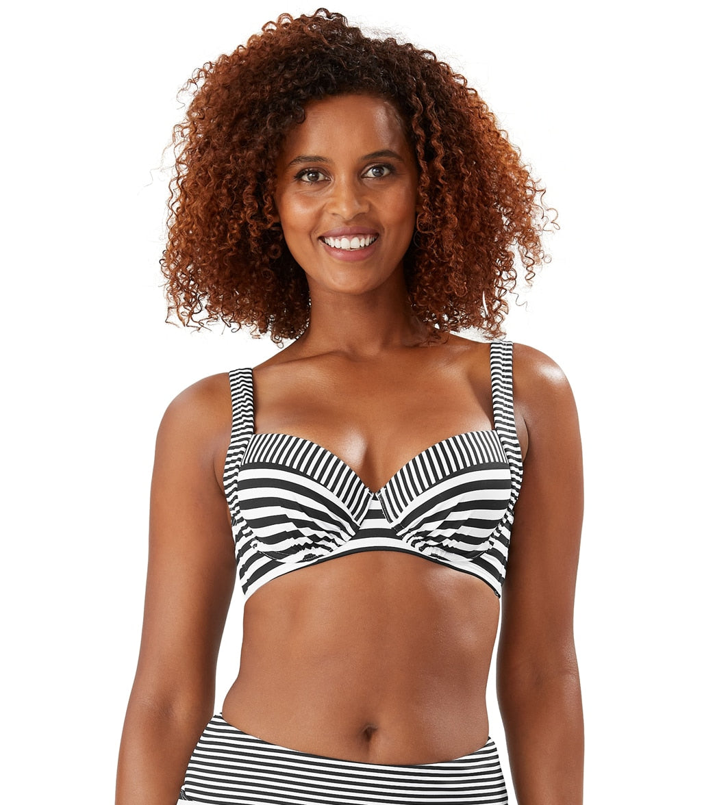 Tommy Bahama Women's Breaker Bay Stripe Underwire Bikini Top B/C/D/Dd Cup - Black 34D - Swimoutlet.com