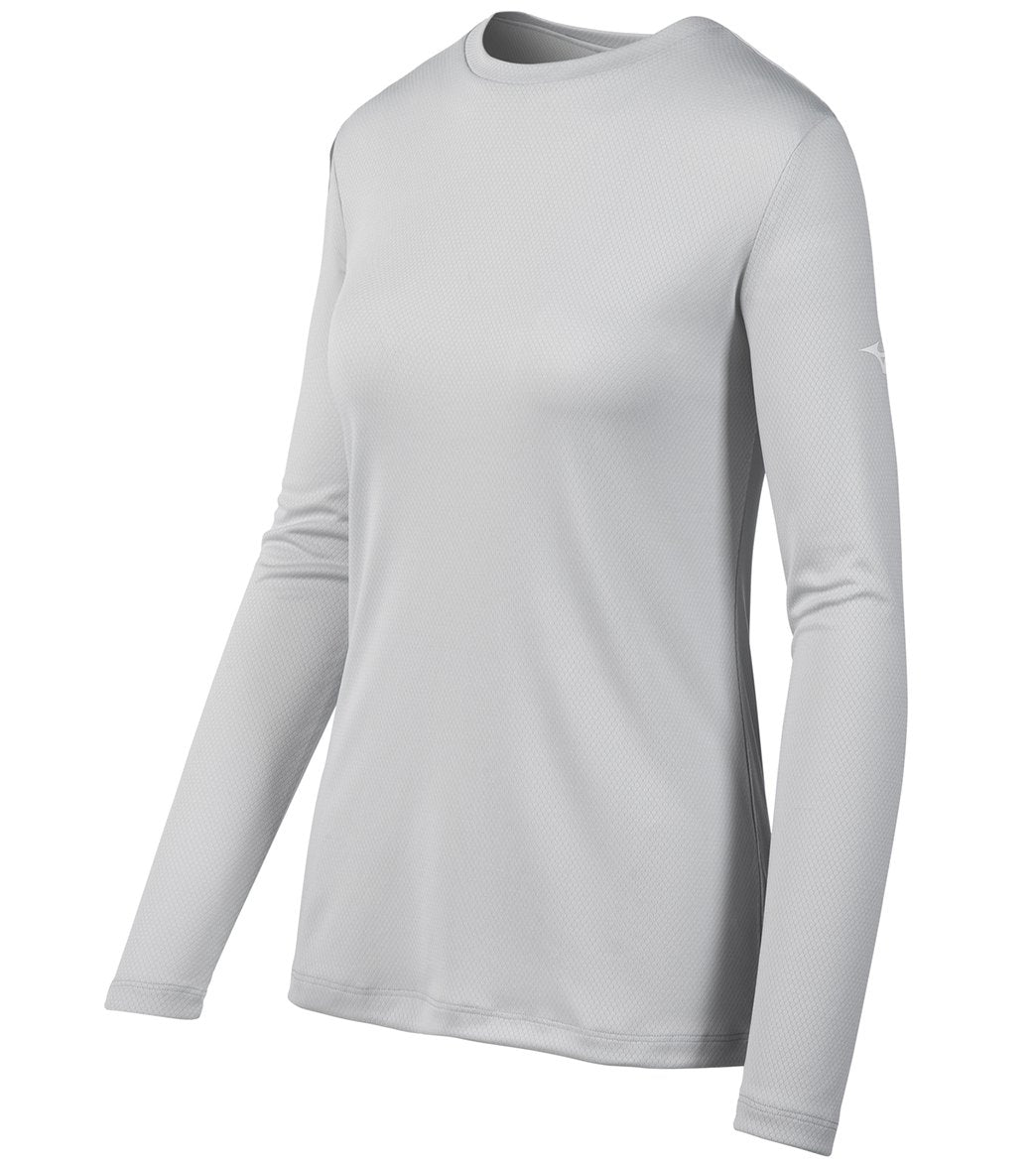 Mizuno Women's Long Sleeve Tee Shirt - Grey Large Polyester - Swimoutlet.com