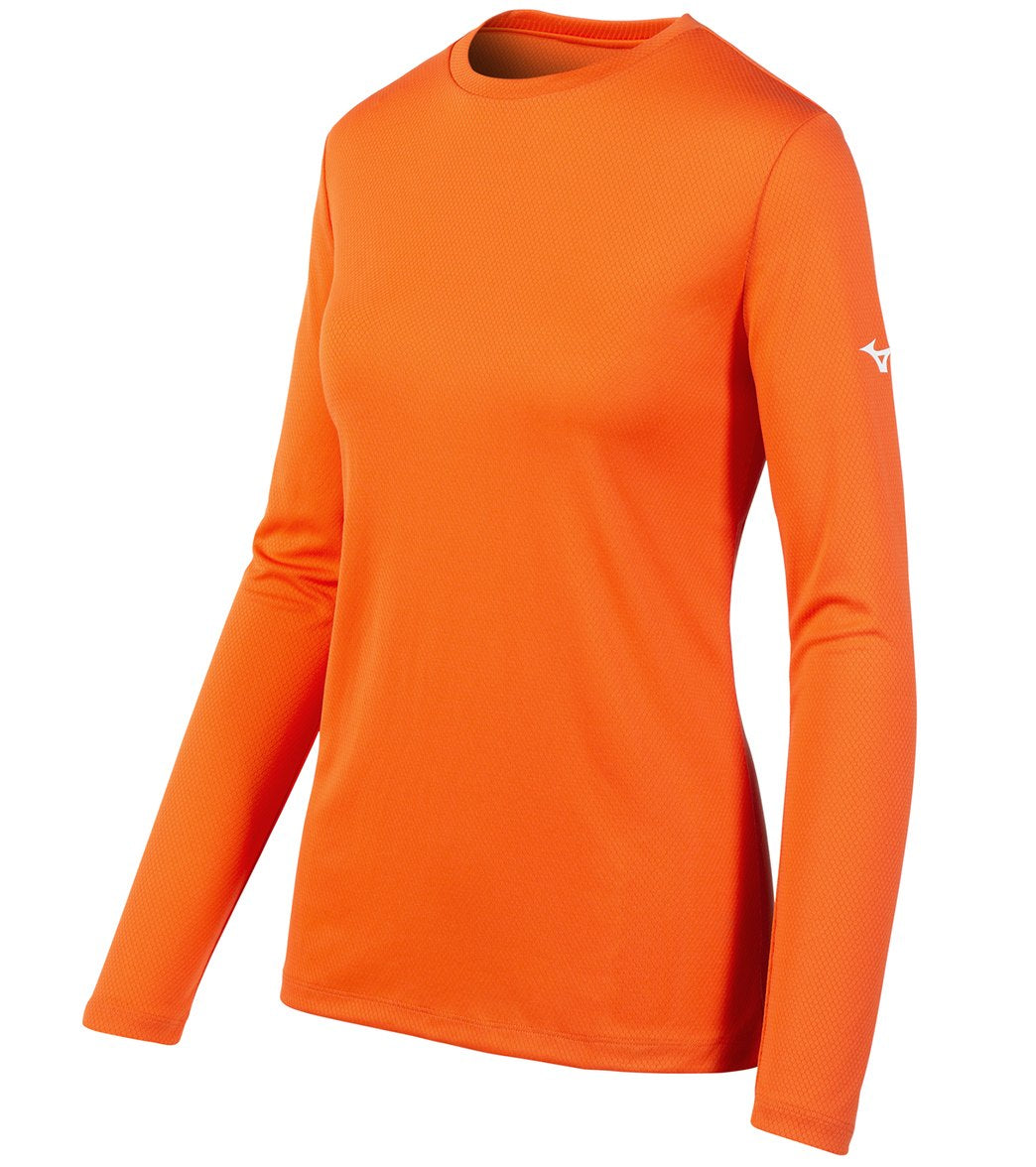Mizuno Women's Long Sleeve Tee Shirt - Orange Large Polyester - Swimoutlet.com