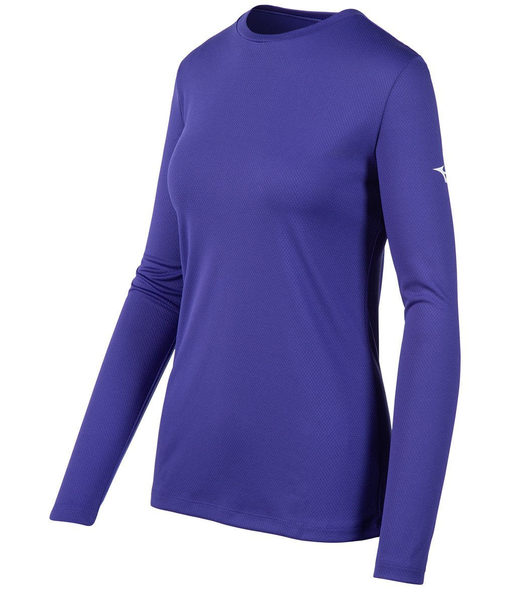 Mizuno Women's Long Sleeve Tee Shirt - Purple Large Polyester - Swimoutlet.com