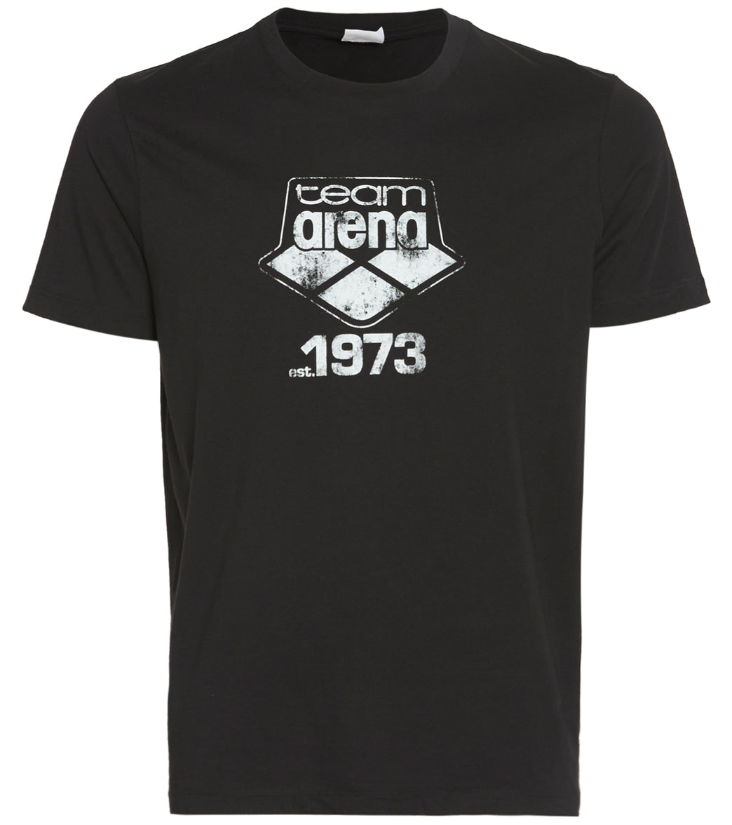Arena Men's Throwback Team Tee Shirt - Black Small Size Small Cotton - Swimoutlet.com