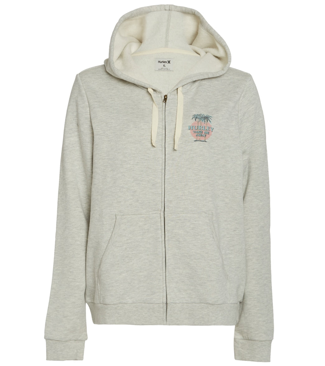 Hurley Tres Palms Zip Fleece Hoodie - Graphite Xl - Swimoutlet.com