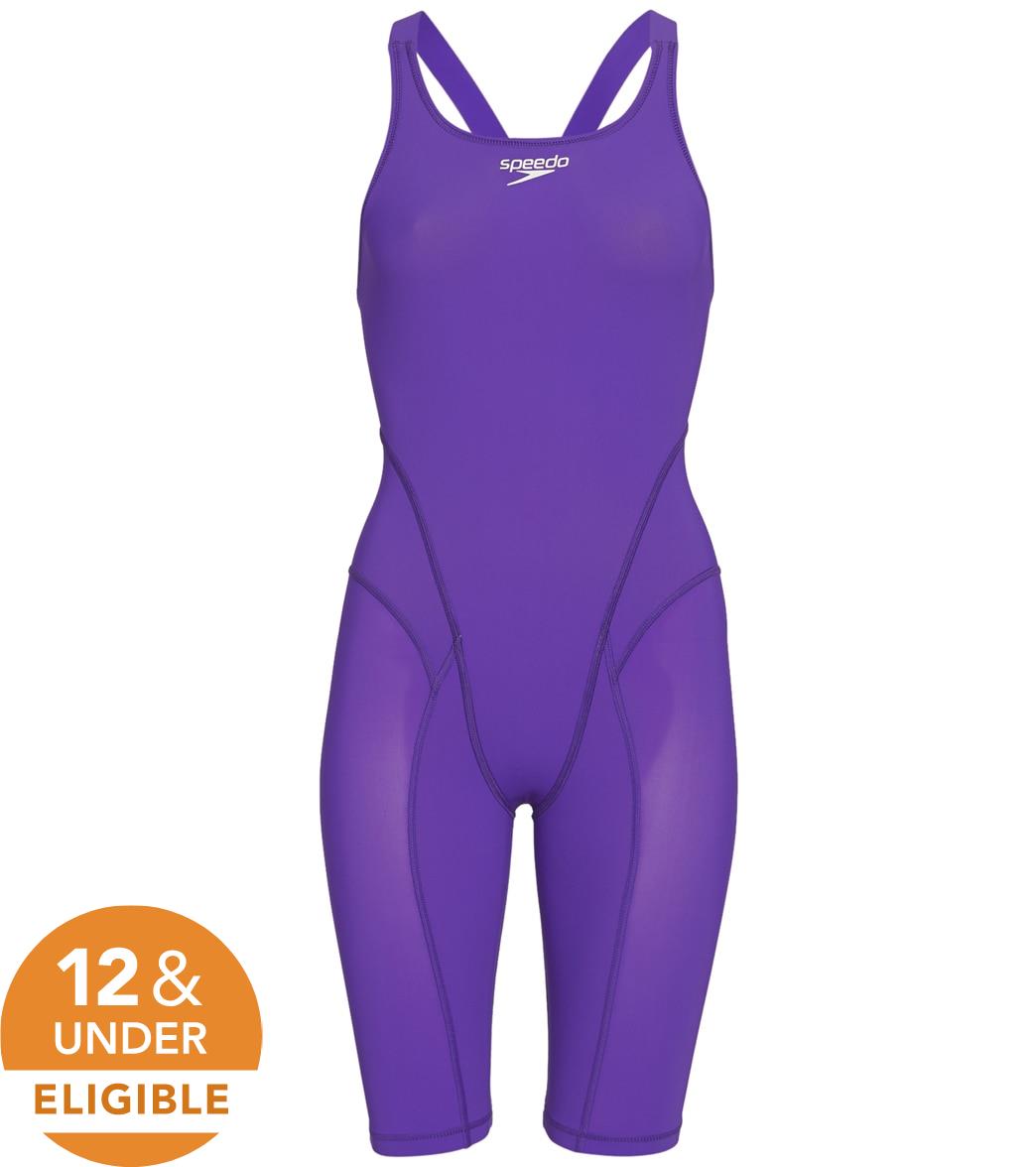 Speedo Women's Vanquisher Open Back Kneeskin Tech Suit Swimsuit - Violet 18 - Swimoutlet.com