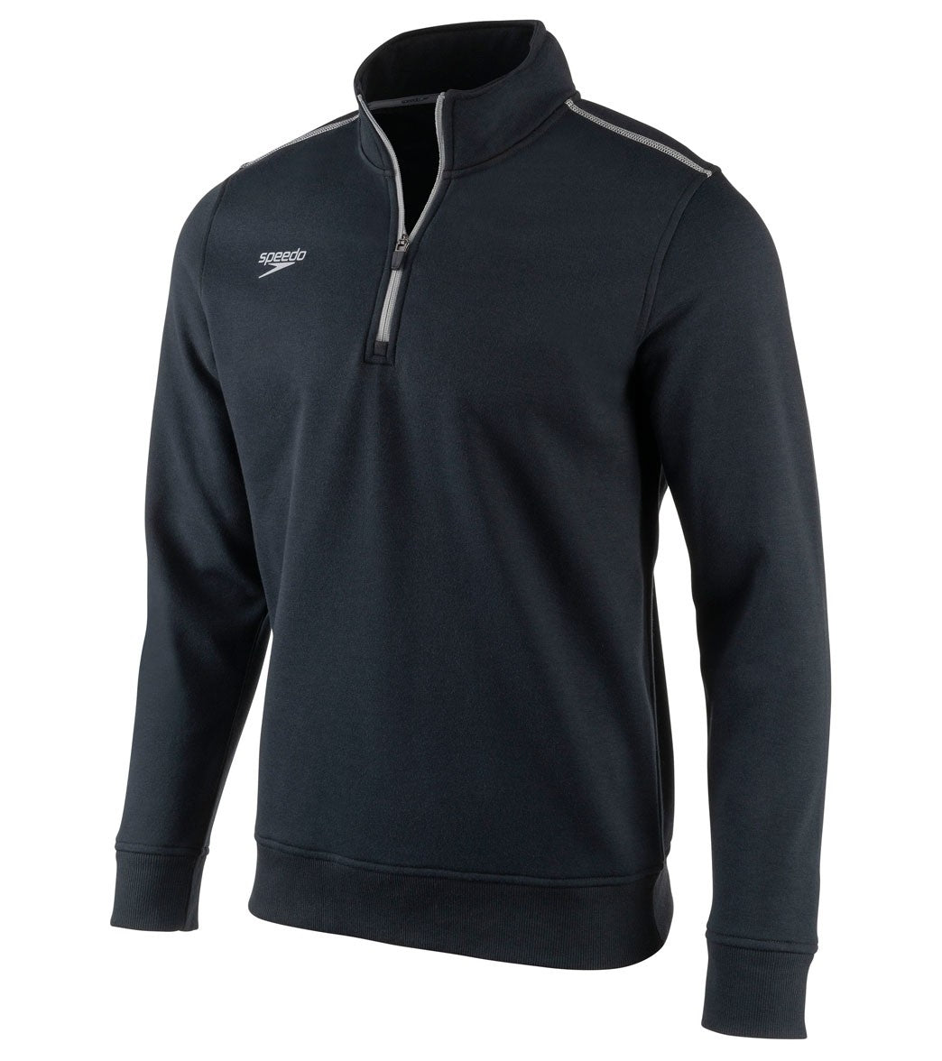 Speedo Men's 1/4 Zip Long Sleeve Sweatshirt - Black 2Xl Cotton/Polyester - Swimoutlet.com