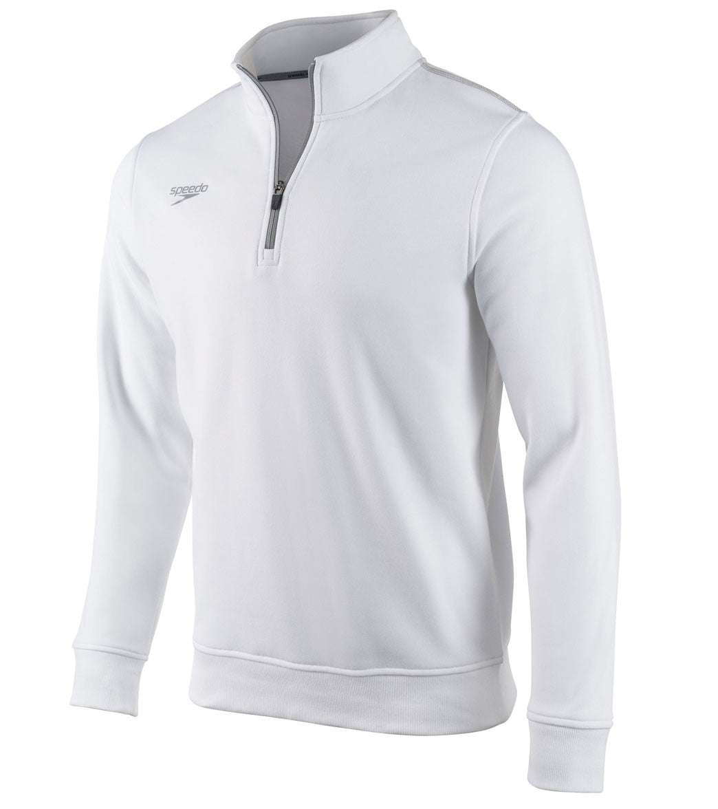 Speedo Men's 1/4 Zip Long Sleeve Sweatshirt - White 2Xl Cotton/Polyester - Swimoutlet.com