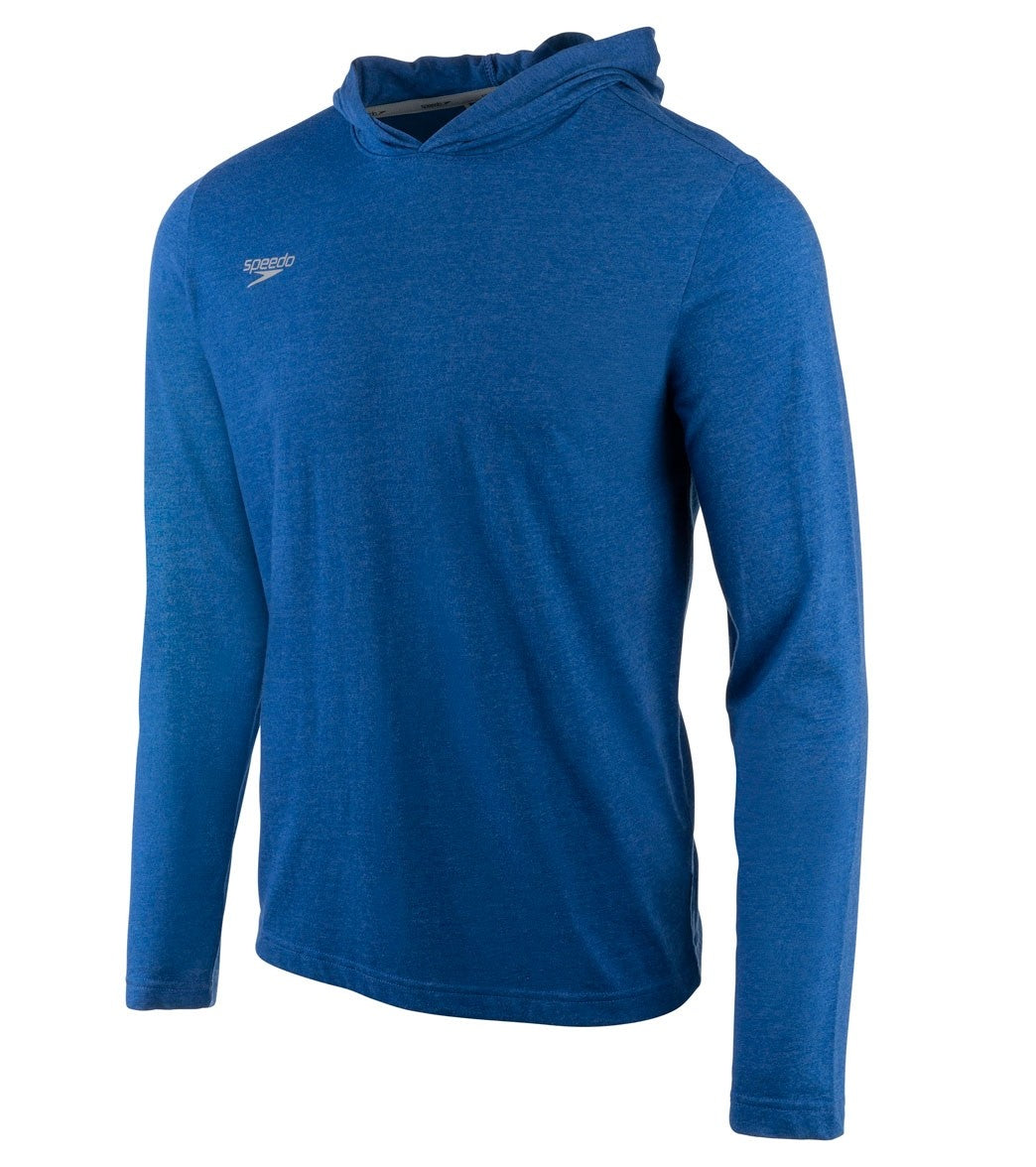 Speedo Men's Long Sleeve Solid Hooded Shirt - Blue 2Xl - Swimoutlet.com