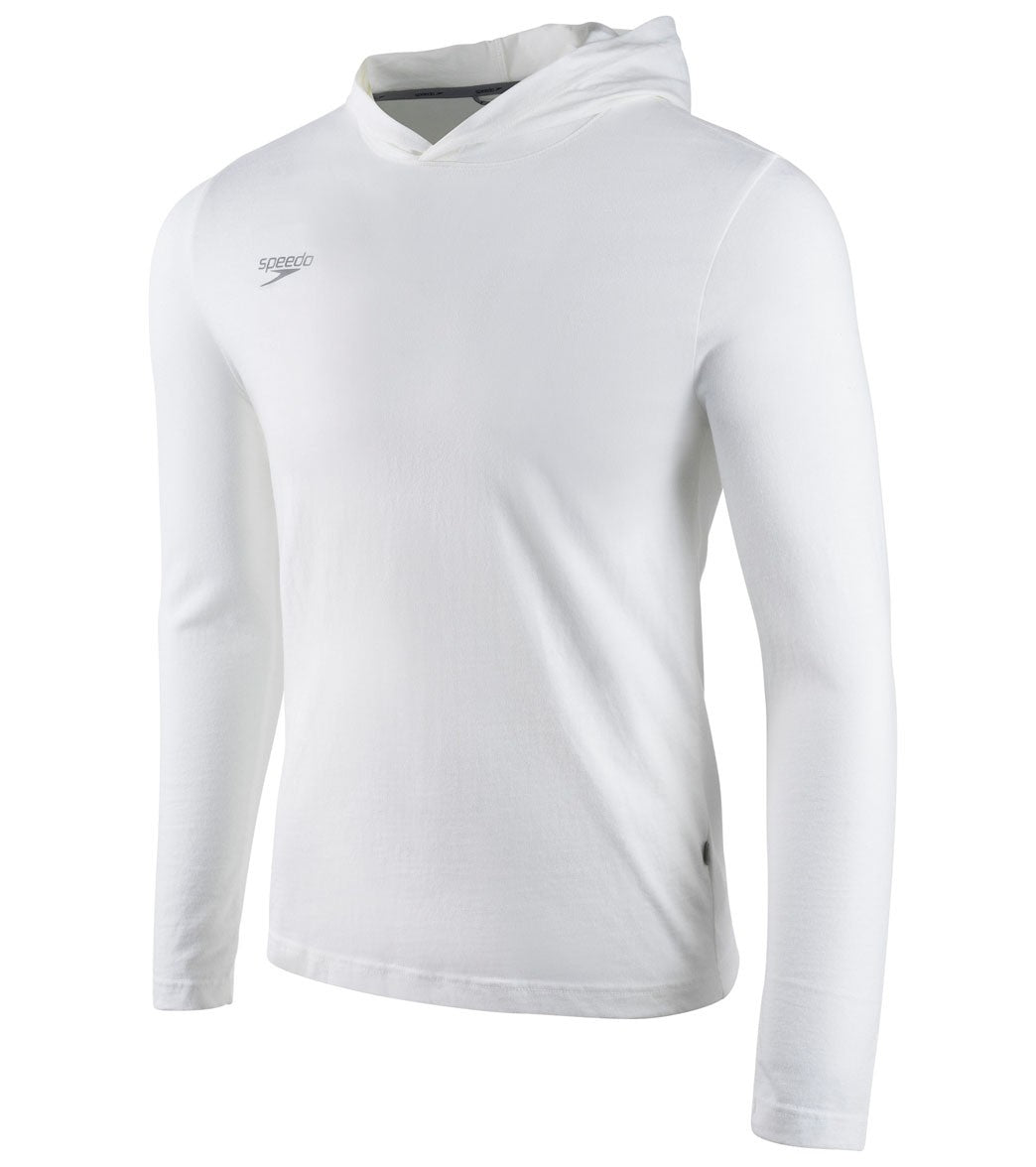 Speedo Men's Long Sleeve Solid Hooded Shirt - White 2Xl - Swimoutlet.com