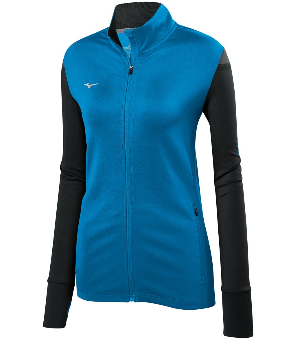 Mizuno Women's Horizon Full Zip Volleyball Jacket - Diva Blue/Black/Charcoal Large - Swimoutlet.com