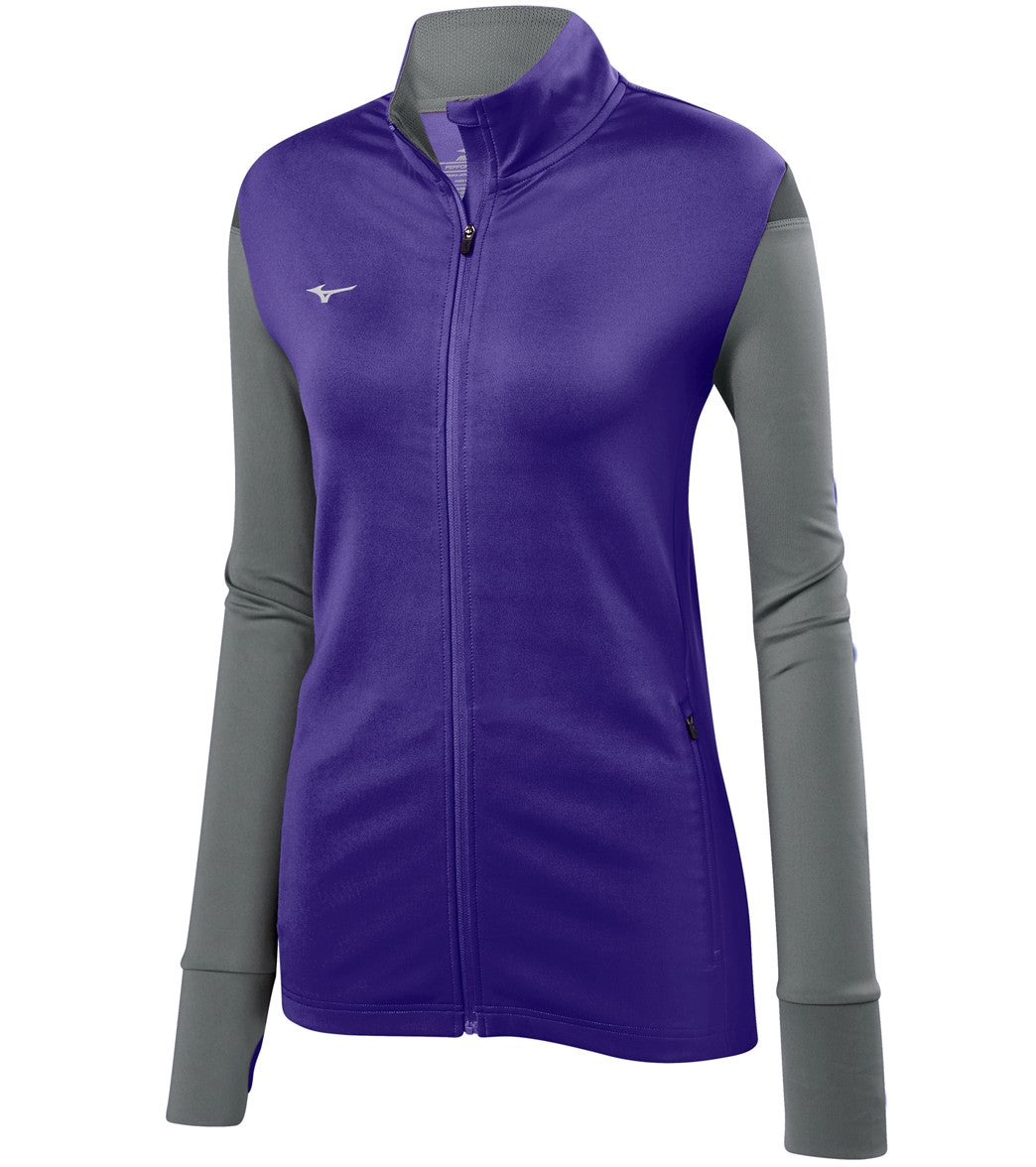 Mizuno Women's Horizon Full Zip Volleyball Jacket - Purple/Grey/Charcoal Large - Swimoutlet.com