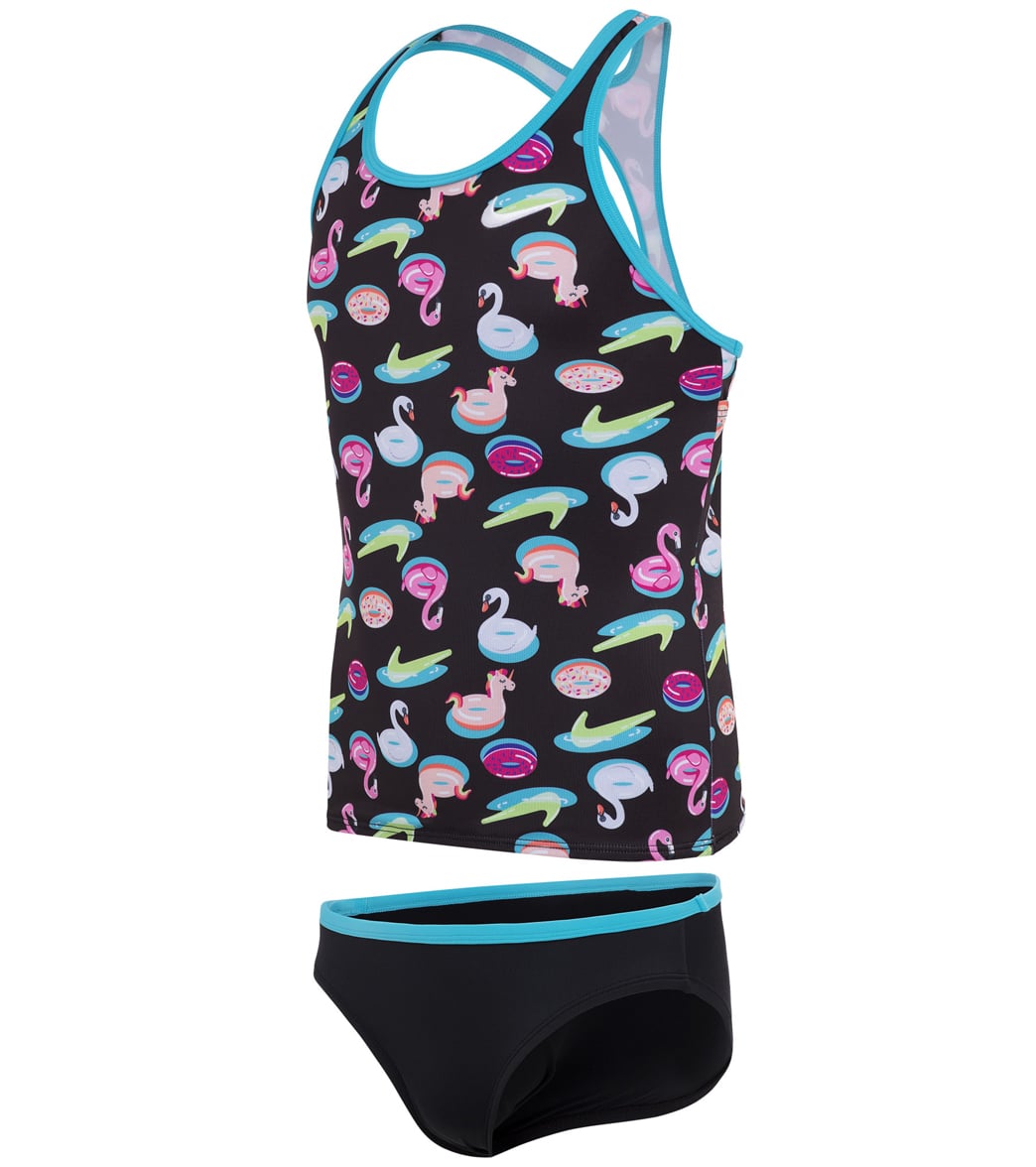 Nike Girls' Pool Party Two Piece Tankini Set Big Kid - Black Large Polyester - Swimoutlet.com
