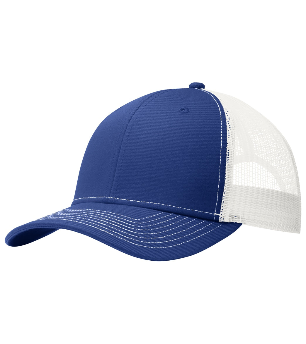 Men's Port Authority Snapback Trucker Cap - Patriot Blue/White Polyester - Swimoutlet.com