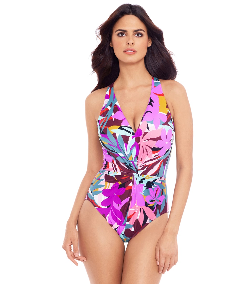 Magicsuit By Miraclesuit Women's Palm Springs Drew One Piece Swimsuit - Red/Multi 14 - Swimoutlet.com