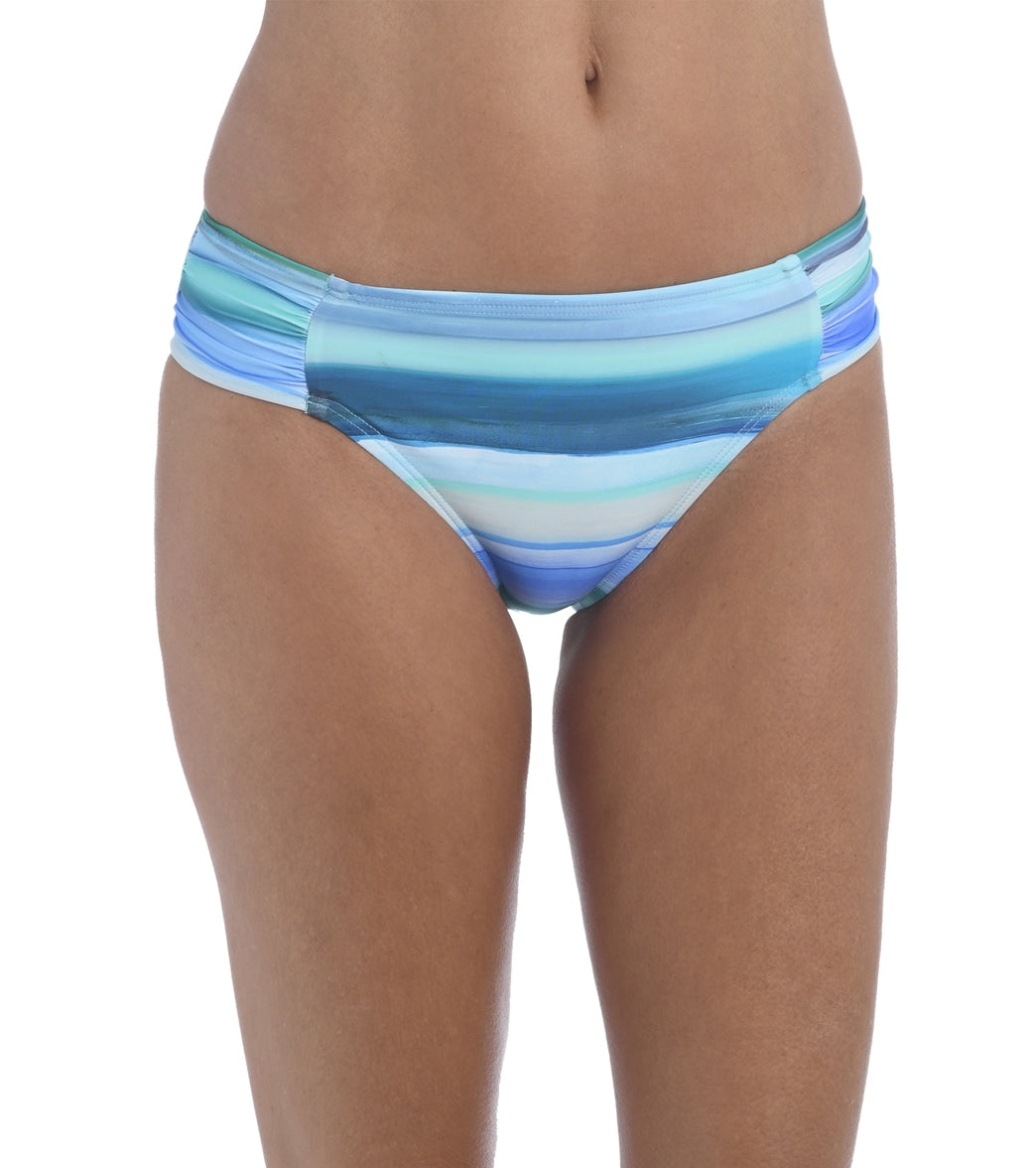 La Blanca Women's Ocean Tides Side Shirred Bikini Bottom - Pacific Blue 10 - Swimoutlet.com