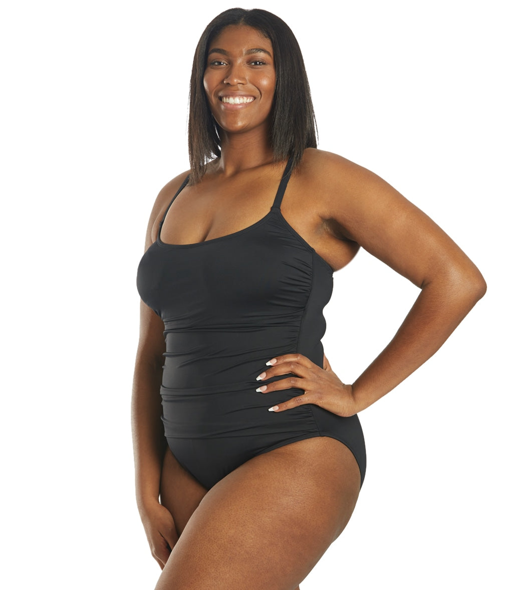 Love Los Angeles Strappy Mesh Plus Size One Piece Swimsuit