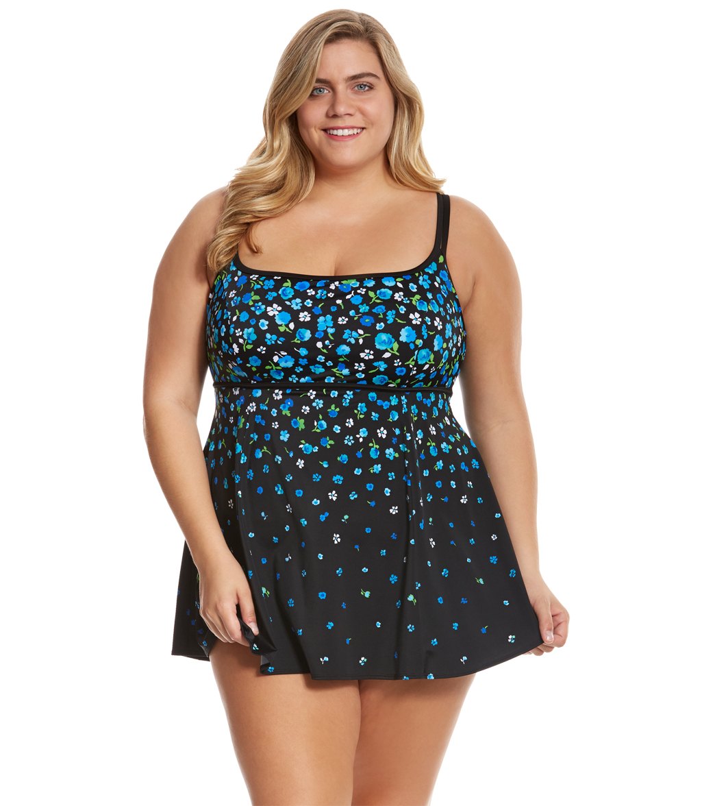 Longitude Plus Size Garden Of Eden Empire Princess Swimdress At