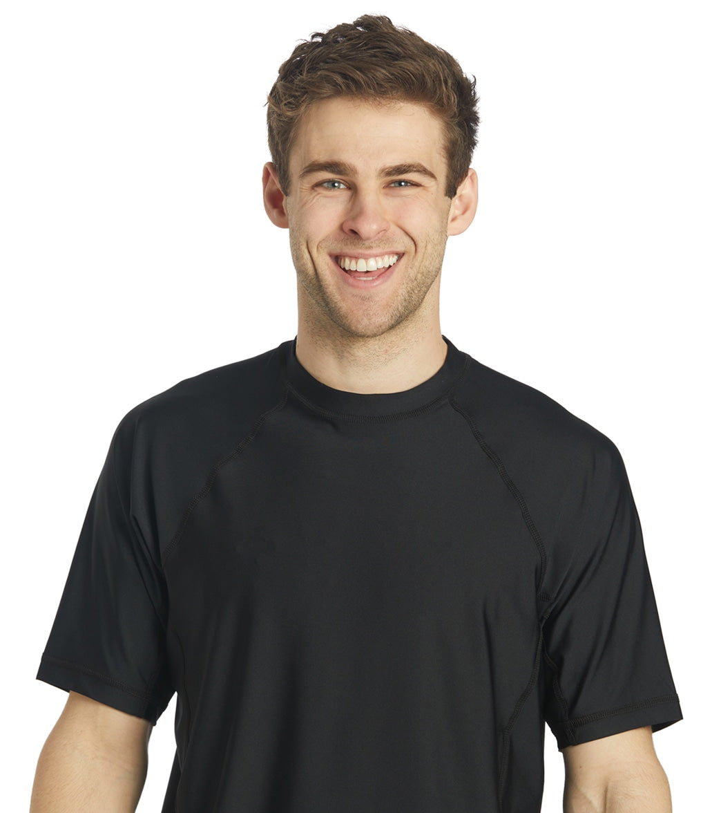 Sporti Men's Short Sleeve Shirt Upf 50+ Comfort Fit Rashguard - Black Large - Swimoutlet.com