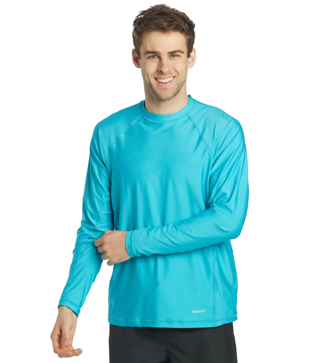 Sporti Men's Long Sleeve Shirt Upf 50+ Comfort Fit Rashguard - Ocean Blue Large - Swimoutlet.com