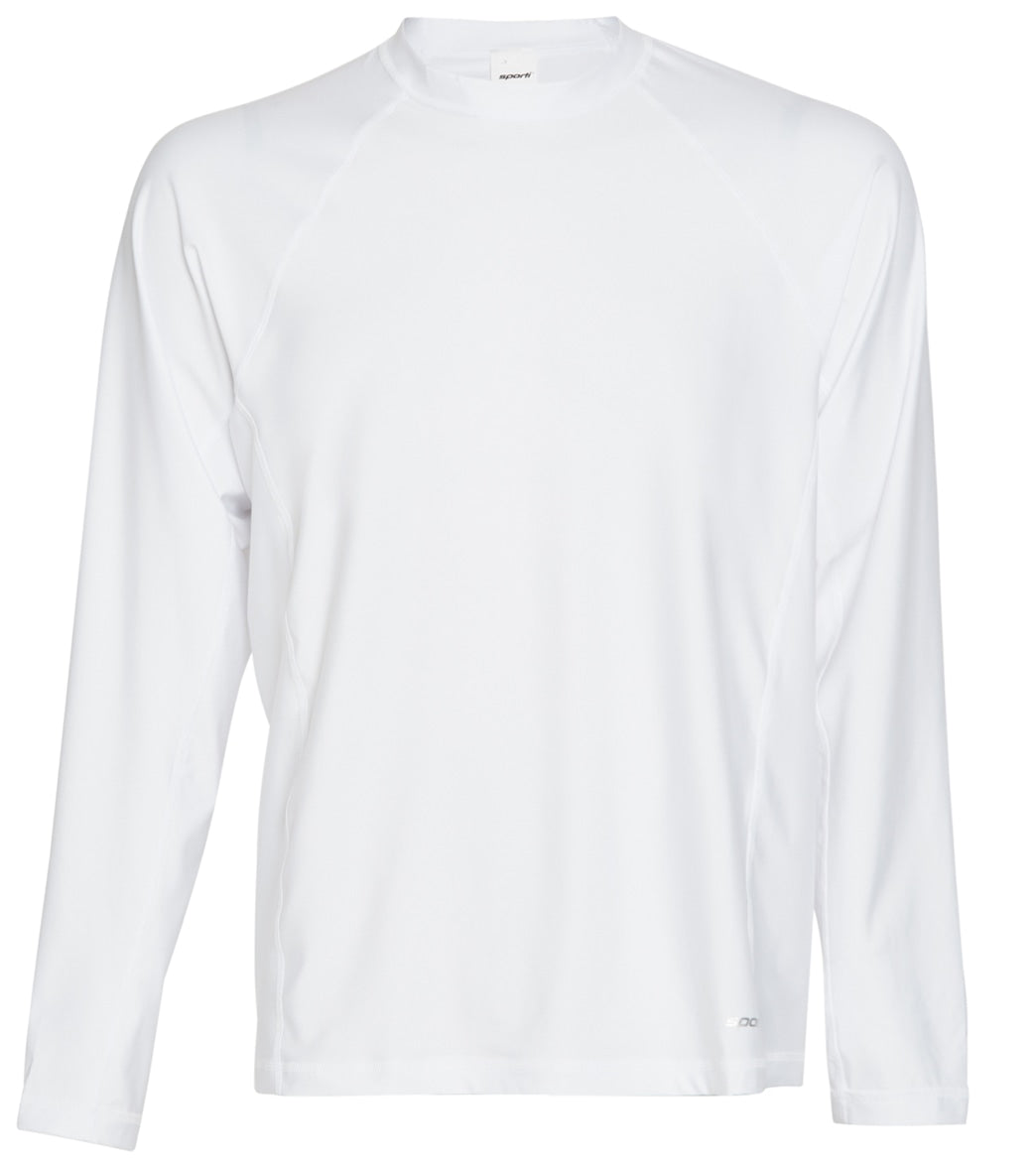 Sporti Men's Long Sleeve Shirt Upf 50+ Comfort Fit Rashguard - White Large - Swimoutlet.com