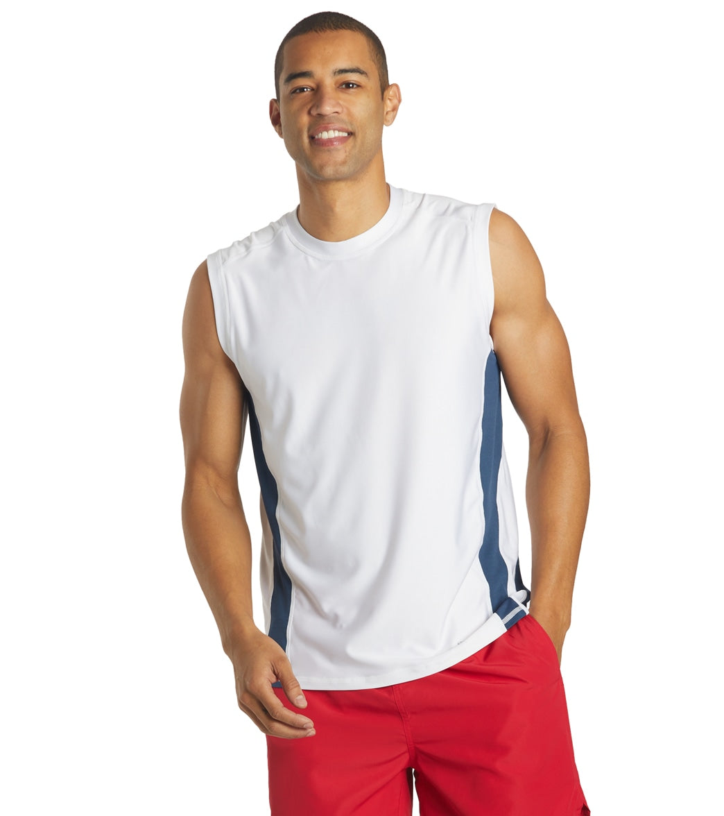 Sporti Men's Sleeveless Upf 50+ Comfort Fit Rashguard Shirt - White Large - Swimoutlet.com
