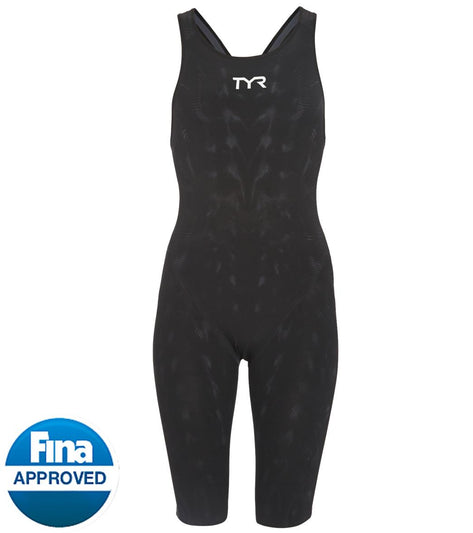 Tyr Womens Venzo Phantom Genesis Open Back Kneeskin Tech Suit Swimsuit Onyx At 6295