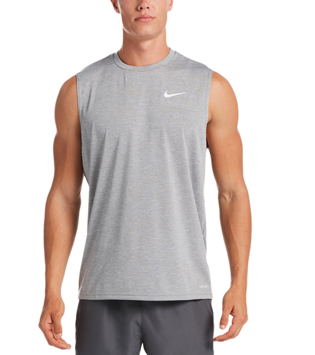 Nike Men's Heather Sleeveless Hydroguard Shirt - Particle Grey Large Polyester - Swimoutlet.com