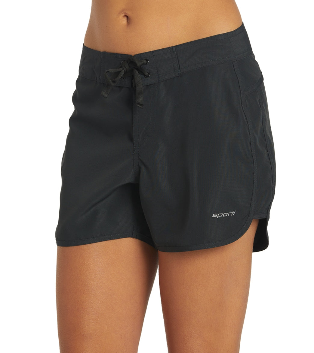 Sporti Women's Hybrid Surf 4 Board Short - Black Medium Polyester - Swimoutlet.com