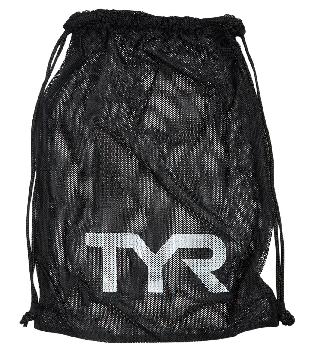 TYR Alliance Mesh Equipment Drawstring Sack Pack - Black - Swimoutlet.com